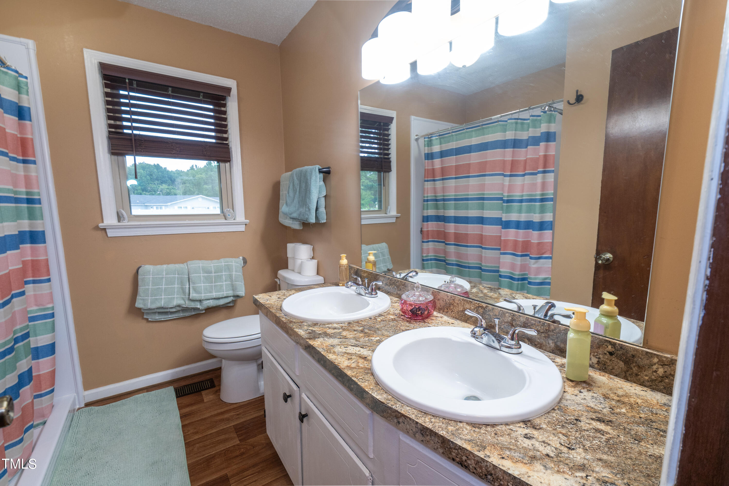 222 Rollingwood Drive Dudley, NC 28333 - Photo 9 of 14 a bathroom with a granite countertop sink and a mirror
