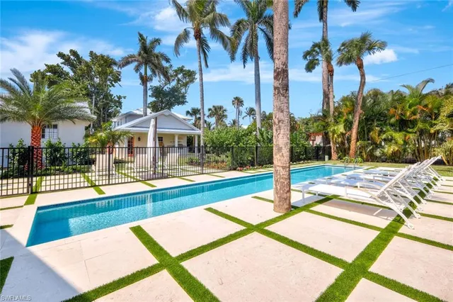 a view of a backyard with palm trees