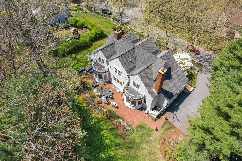 6 Hampton Road Lexington, MA 02421 - Photo 35 of 41 an aerial view of a house with swimming pool and garden