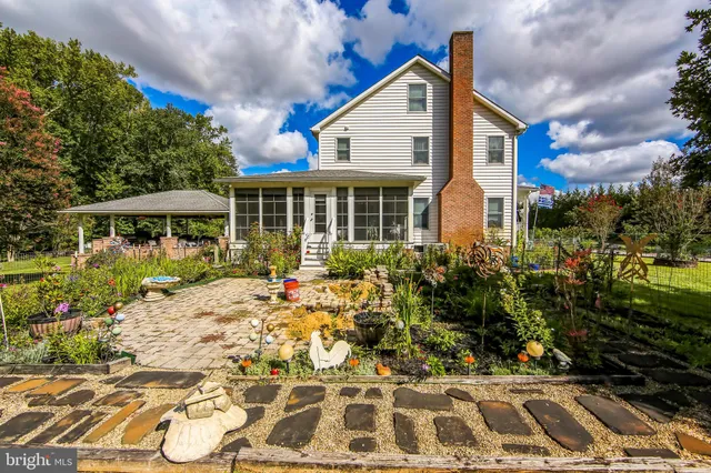 an aerial view of a house with a swimming pool