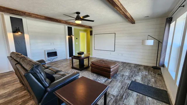 a living room with furniture