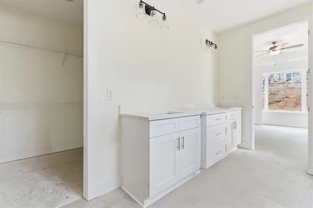 an empty room with windows