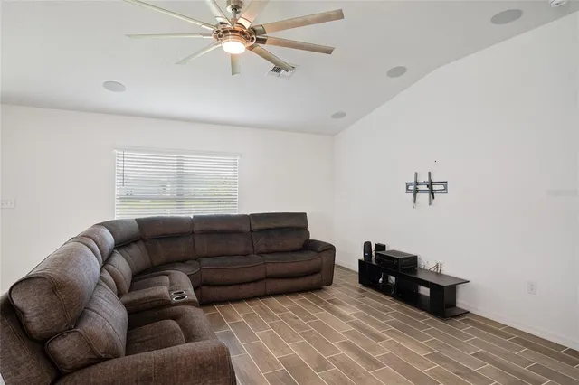 a living room with furniture