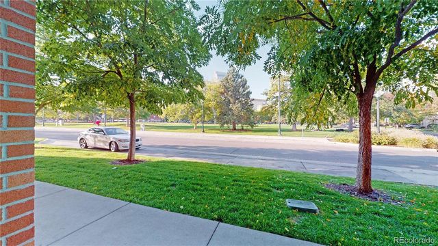 a view of yard with green space and trees