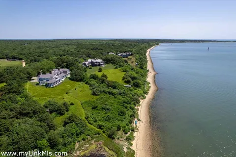 a view of a garden with a building in the background