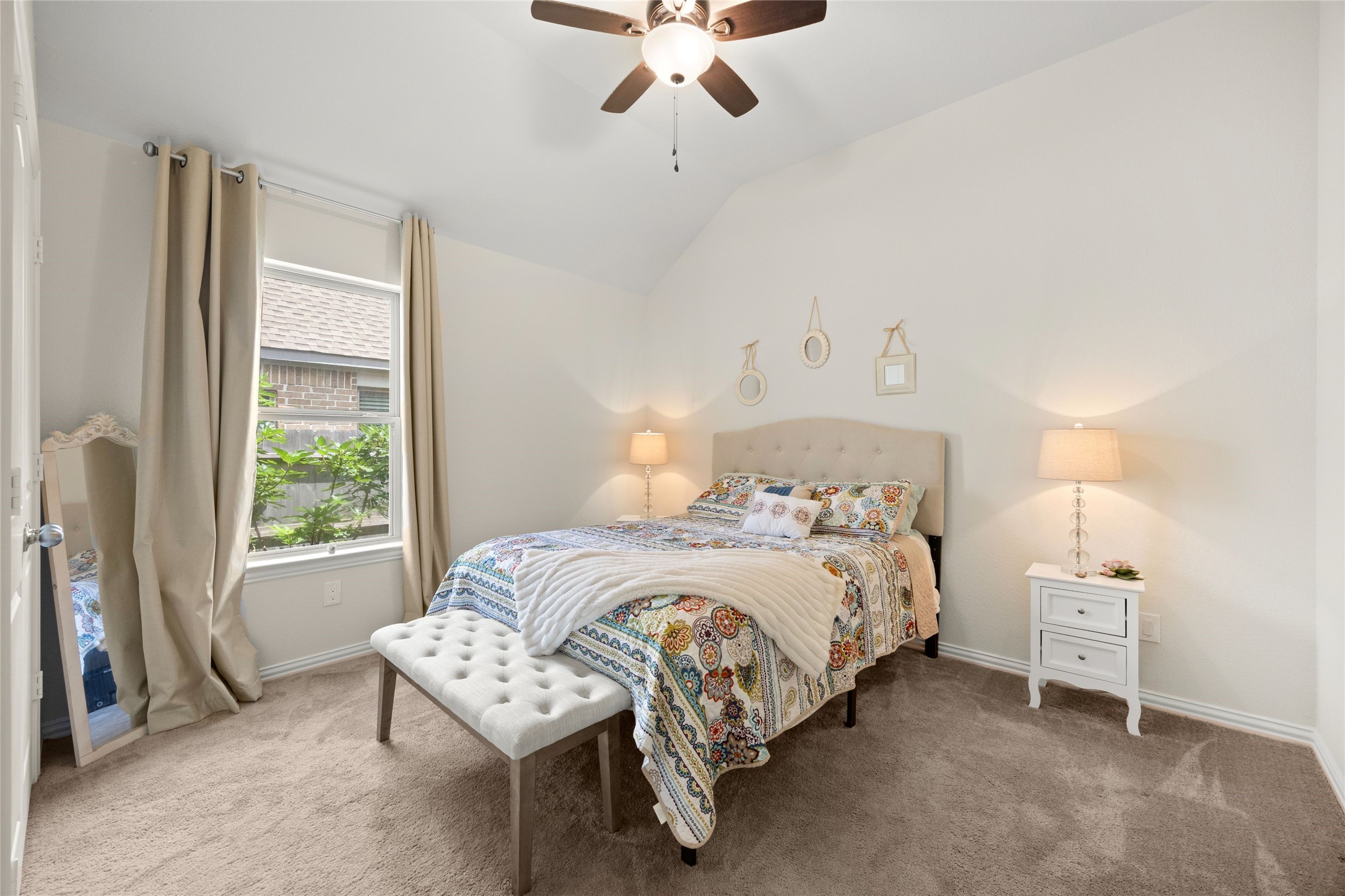 252 Scarlet Maple Way Conroe, TX 77318 - Photo 5 of 37 First bedroom is light and bright with ceiling fan.