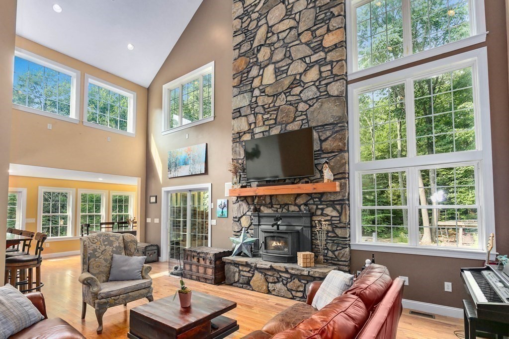 32 Webber Road Brookfield, MA 01506 - Photo 7 of 42 a living room with furniture a fireplace and a flat screen tv