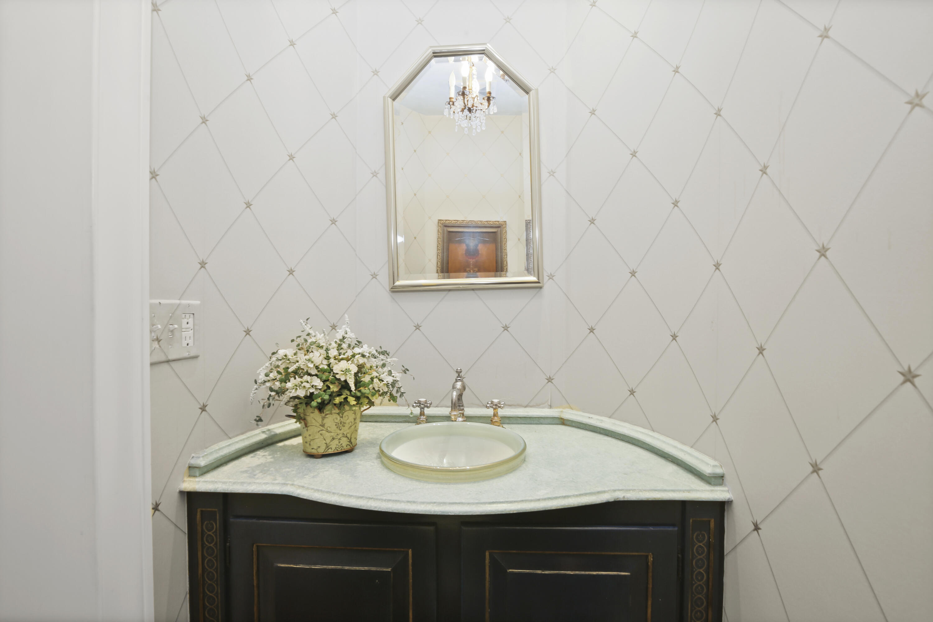 707 West Road New Canaan, CT 06840 - Photo 30 of 58 a bathroom with a granite countertop sink and a mirror