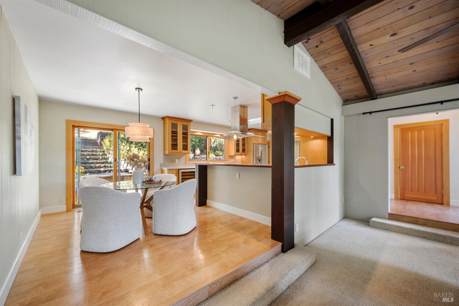 304 High Street Calistoga, CA 94515 - Photo 18 of 53 a view of kitchen and dining room with wooden floor