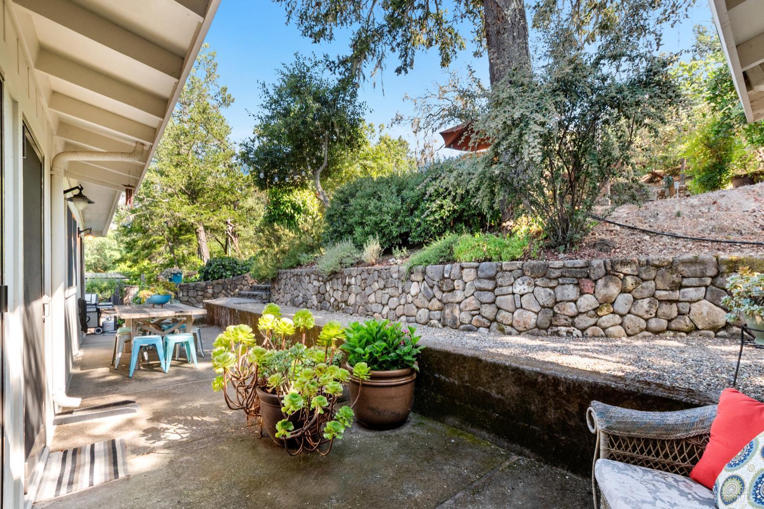 304 High Street Calistoga, CA 94515 - Photo 40 of 53 a backyard of a house with lots of green space