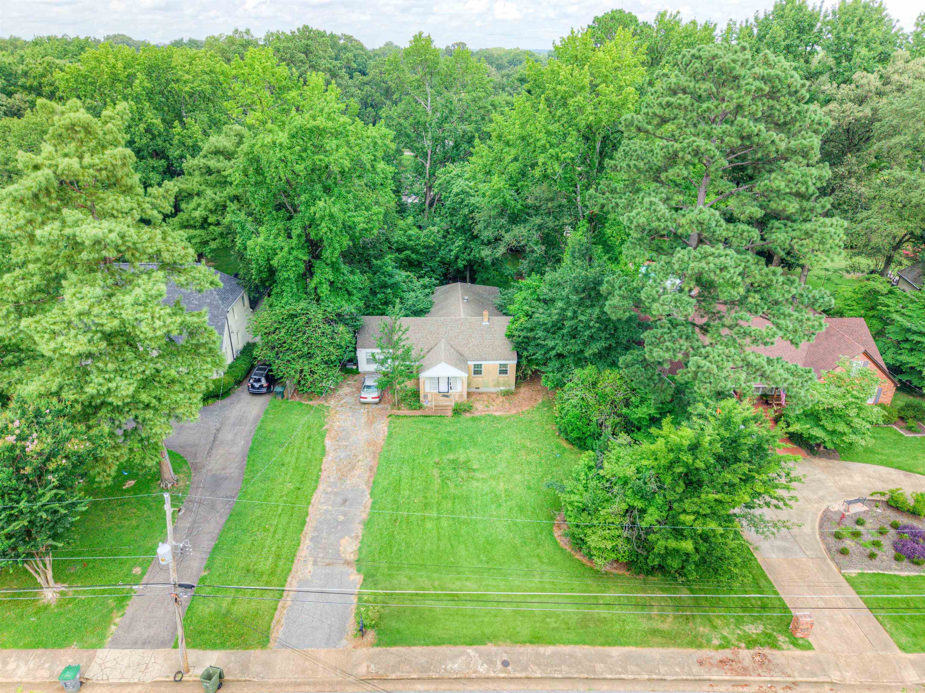 an aerial view of a house