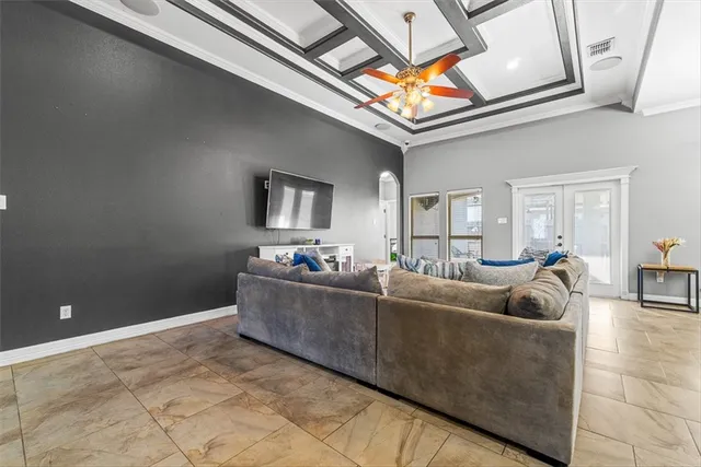 a living room with furniture