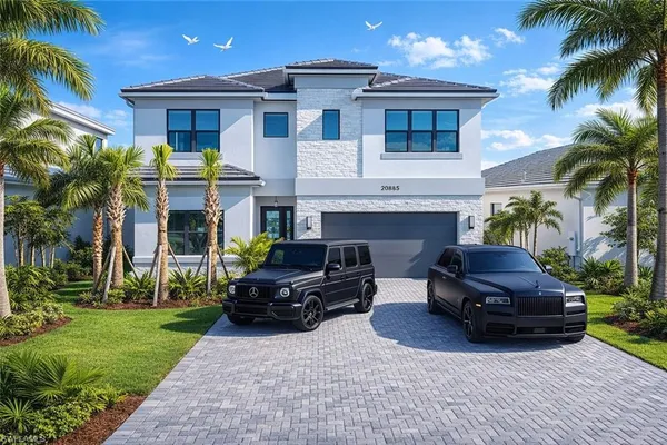 a view of a lake with houses in the back