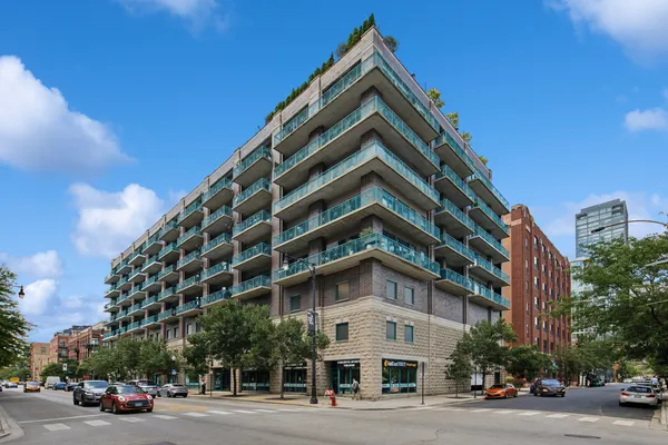 a view of a building with a street