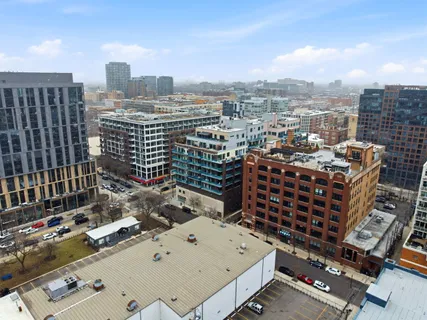 a view of a city with tall buildings
