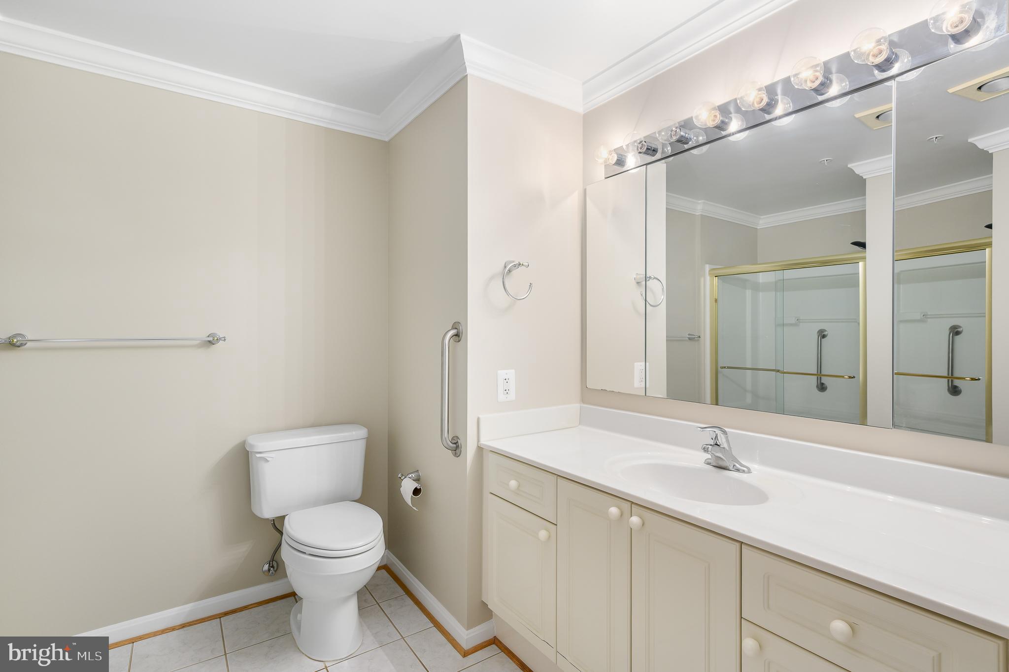 19355 Cypress Ridge Terrace, Unit 219 Leesburg, VA 20176 - Photo 26 of 42 a bathroom with a toilet a sink a mirror and vanity