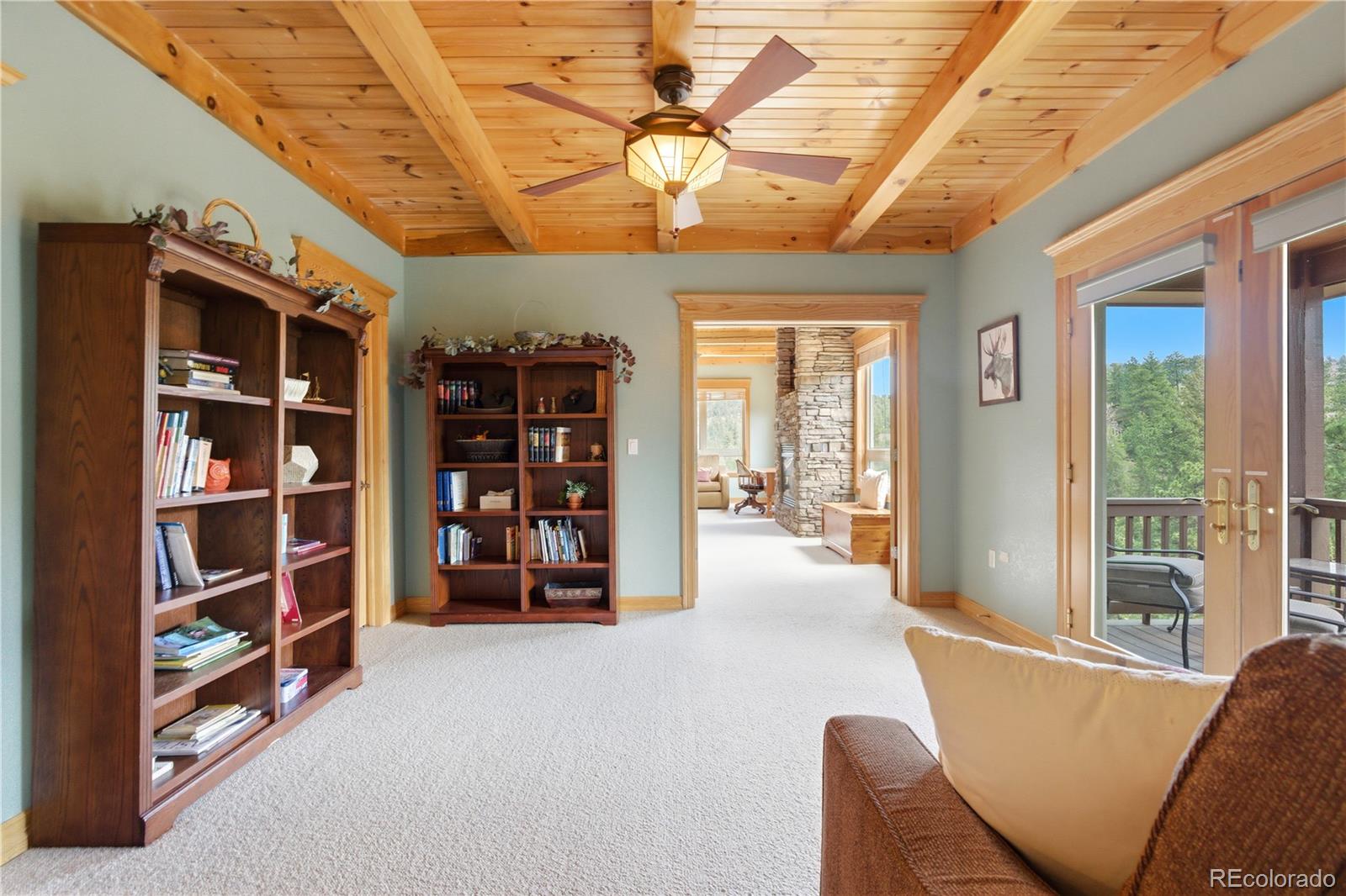 9659 South Turkey Creek Road Morrison, CO 80465 - Photo 17 of 49 a view of a livingroom with furniture and a book shelf