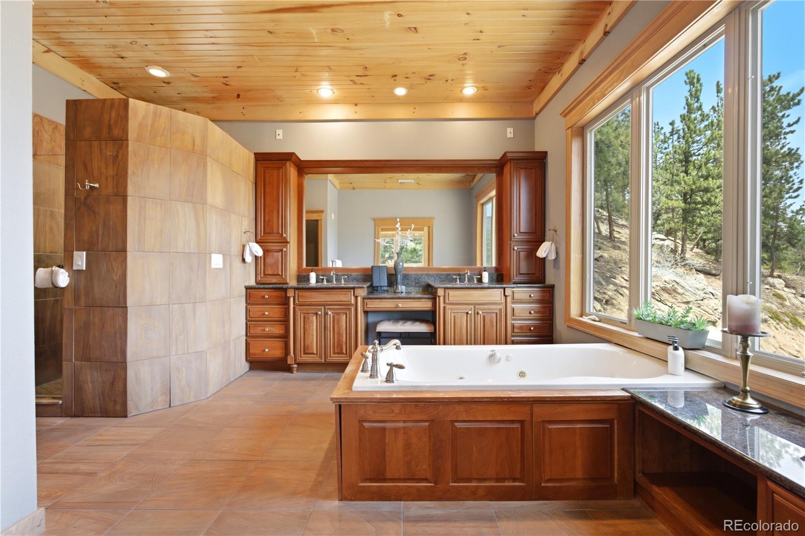 9659 South Turkey Creek Road Morrison, CO 80465 - Photo 23 of 49 a large bathroom with a large tub and sink