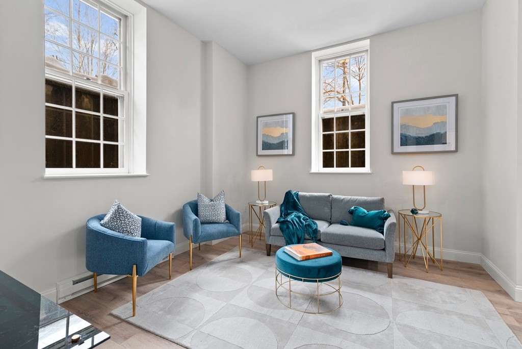 65 Glen Road, Unit H2 Brookline, MA 02445 - Photo 2 of 39 a living room with furniture and a potted plant