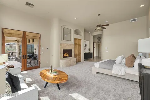 a bed room with a bed and a couch