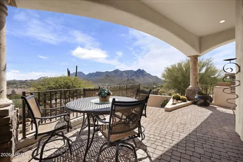 a view of a porch with furniture