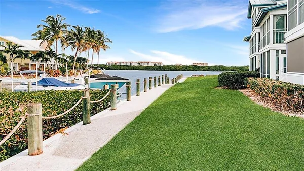 a view of a lake with outdoor space