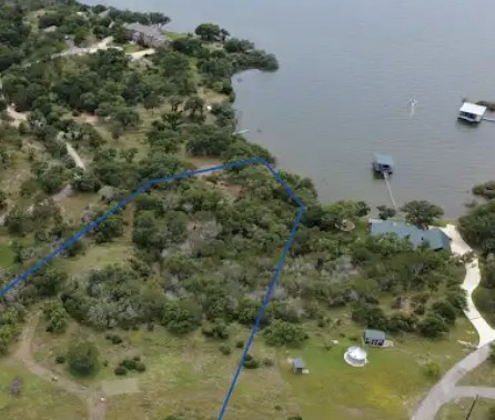 4215 Sunset Cliff Road Burnet, TX 78611 - Photo 3 of 13 Aerial view from road of property boarders in blue