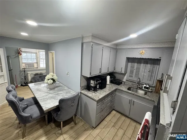 a workspace with furniture and window