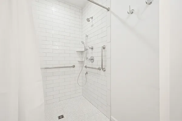a bathroom with a shower