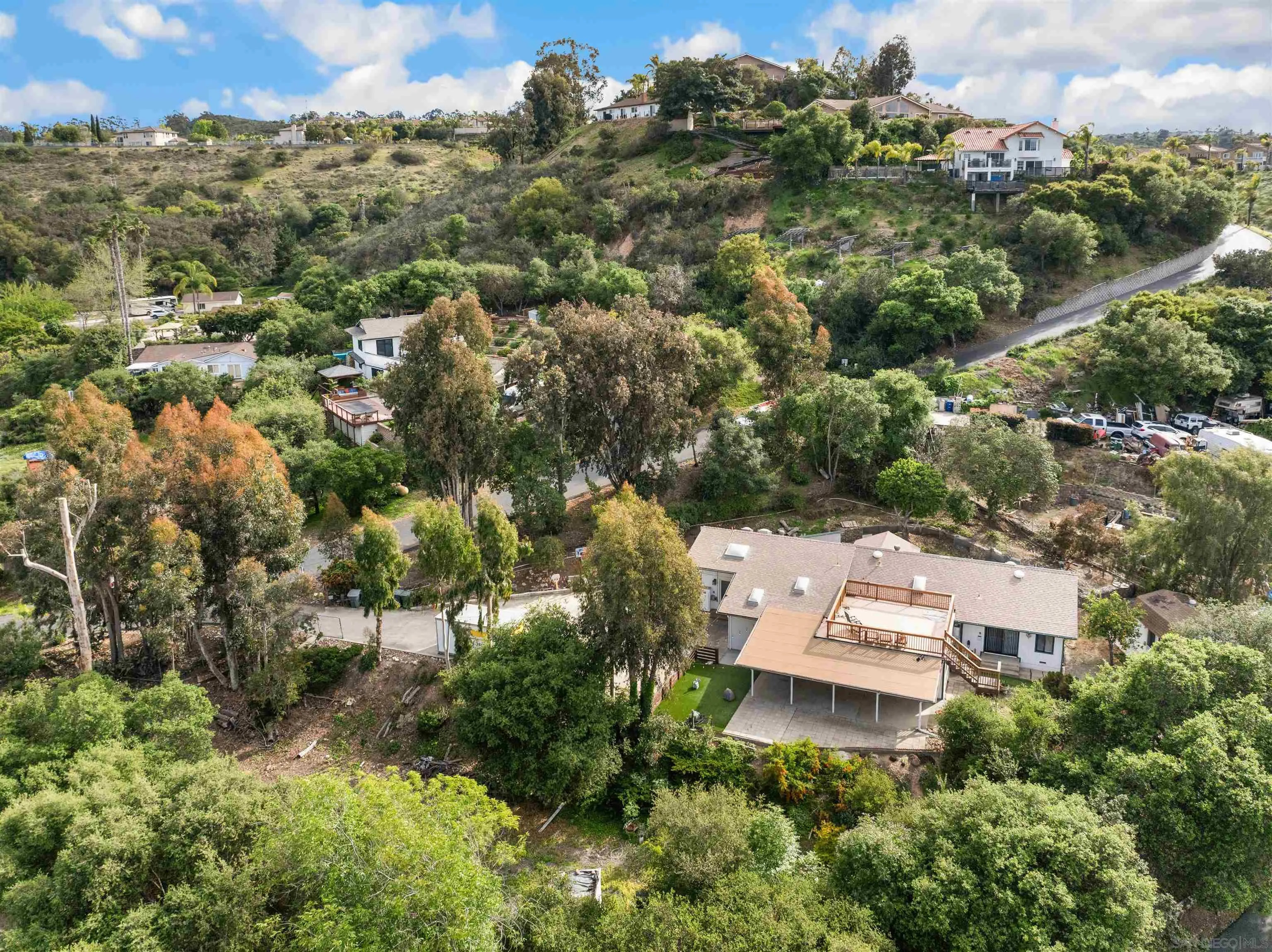 12256 Old Stone Road Poway, CA 92064 - Photo 1 of 31 an aerial view of residential house with outdoor space and trees all around