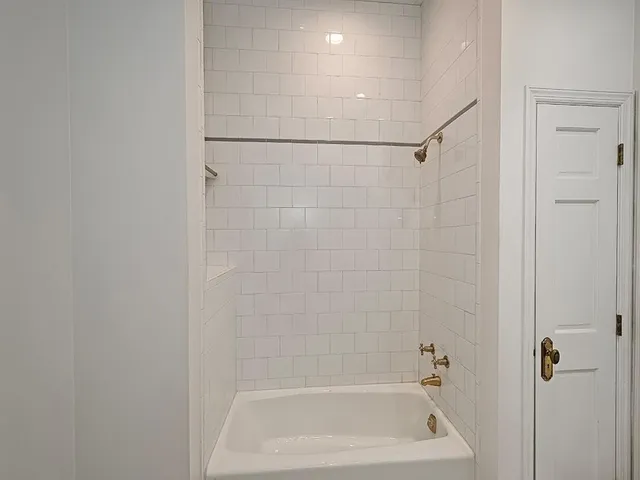 a bathroom with a bathtub