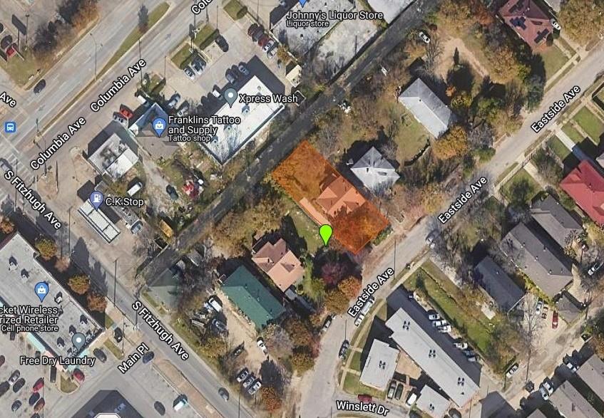 an aerial view of a house