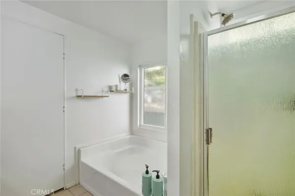 a bathroom with a bathtub