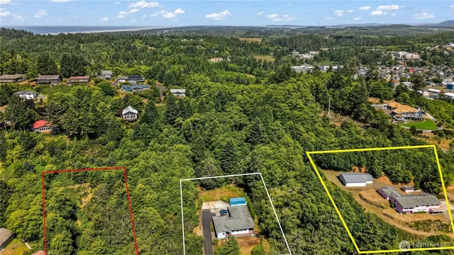 a view of a lake with a city