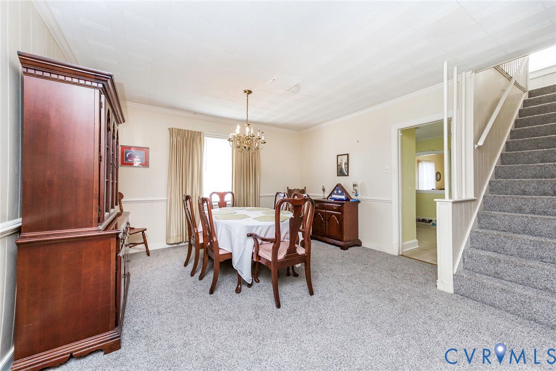 4912 Water View Road Water View, VA 23180 - Photo 17 of 42 Carpeted flooring, chair rail molding, and a chand