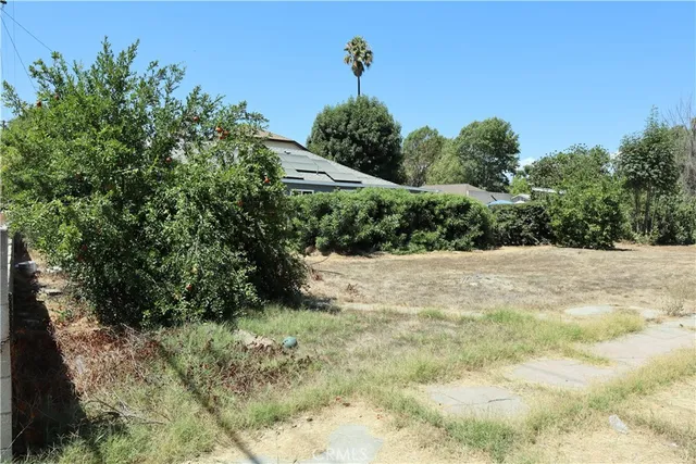 a view of dirt yard with a tree
