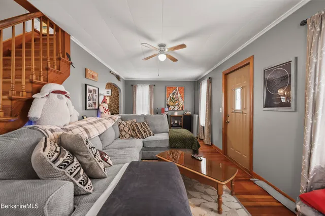 a living room with furniture