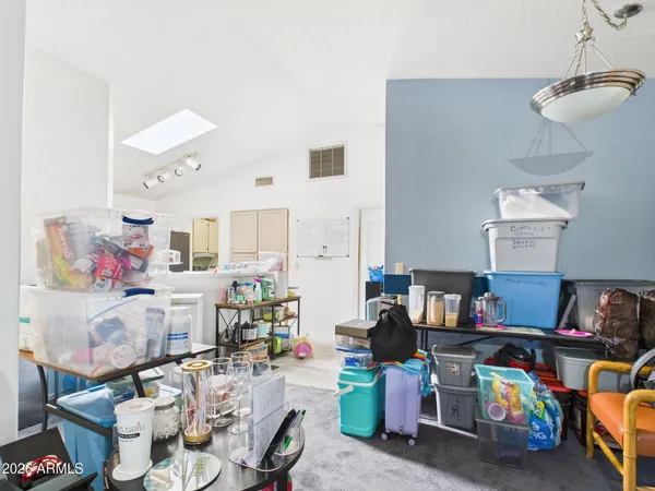 a children room with furniture and toys
