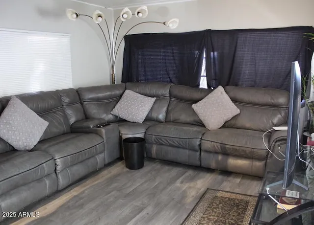 a living room with furniture