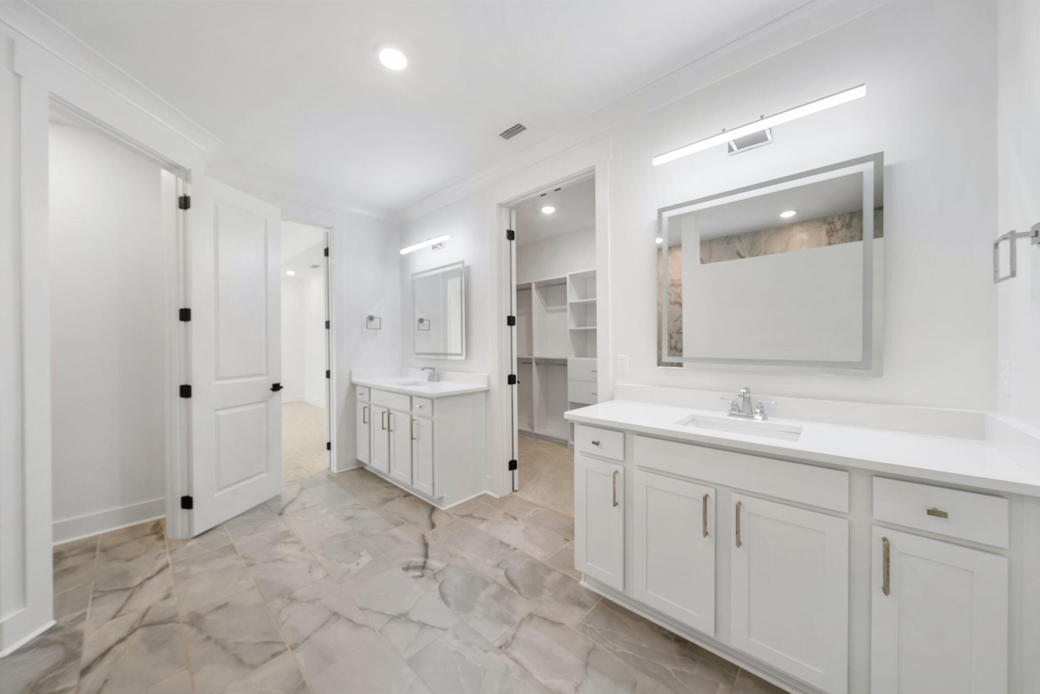 1917 Rushes Avenue Panama City, FL 32405 - Photo 23 of 66 a large bathroom with a granite countertop sink mirror and cabinets