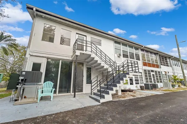 a view of a building with a outdoor space