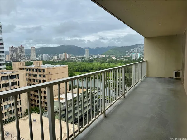 a view of city and balcony
