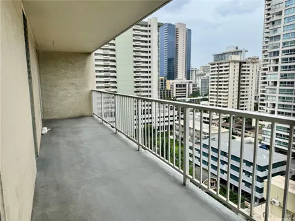 a view of balcony with stairs