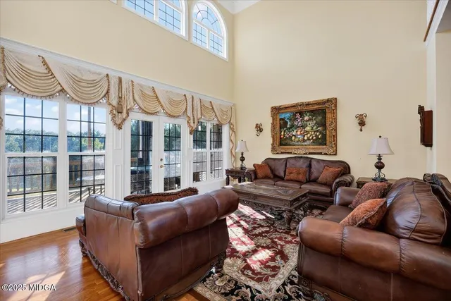 a living room with furniture