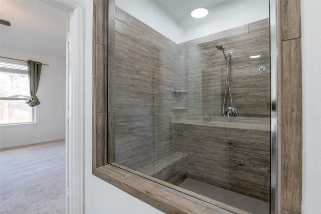 a bathroom with a shower