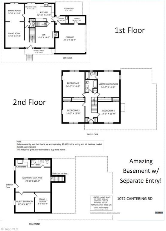 1072 Cantering Road High Point, NC 27262 - Photo 28 of 28 Floor Plan, Don't miss the GREAT Basement with Separate Entry & Full Bath!