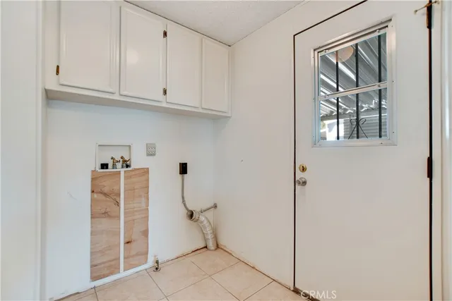 an empty room with a door