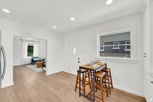 446 South 300 East Provo, UT 84606 - Photo 16 of 32 Bright interior space featuring wood-finish flooring, recessed lighting, and a white paneled door