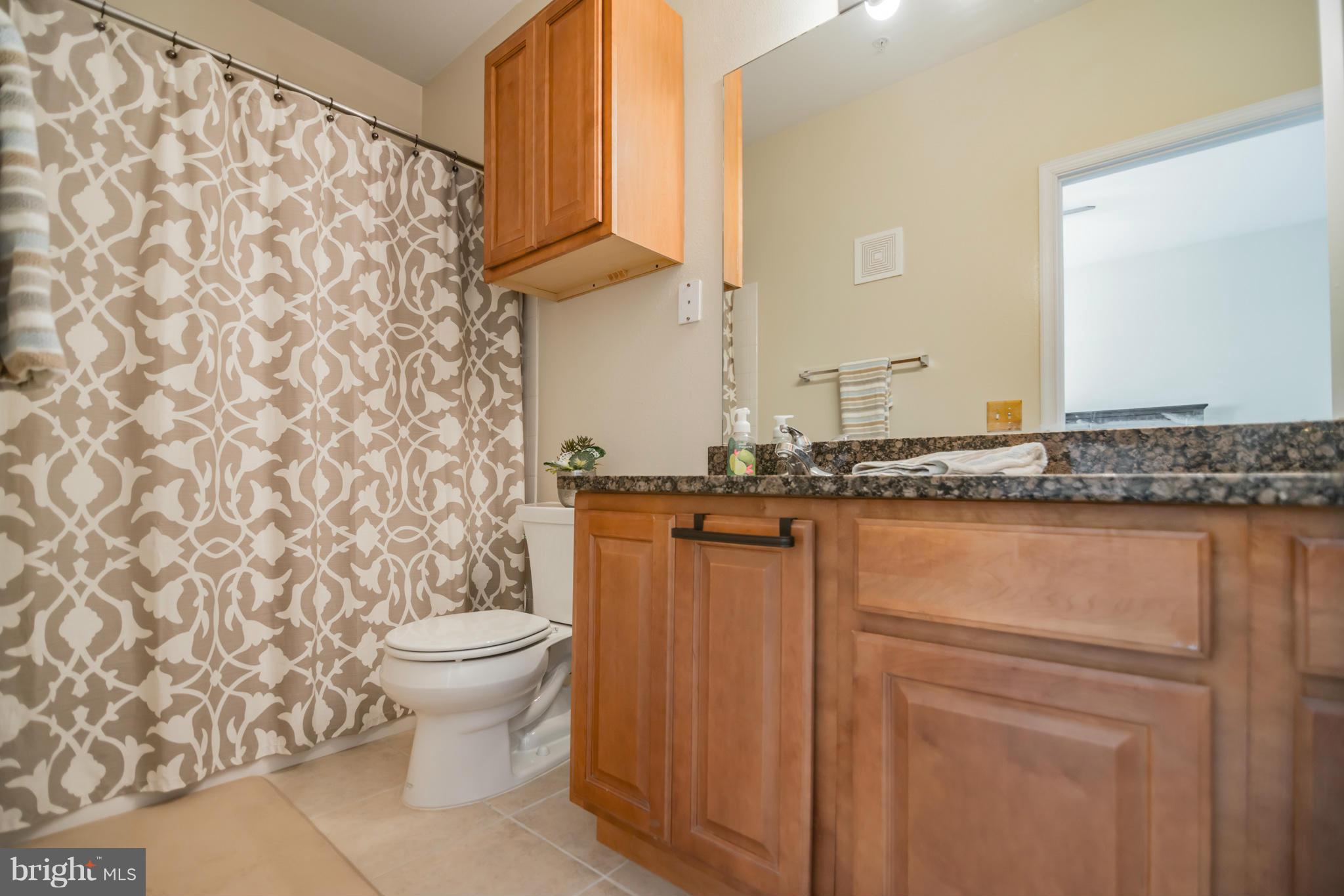 1600 Spring Gate Dr., Unit 2215 McLean, VA 22102 - Photo 20 of 30 a bathroom with a granite countertop sink and a toilet