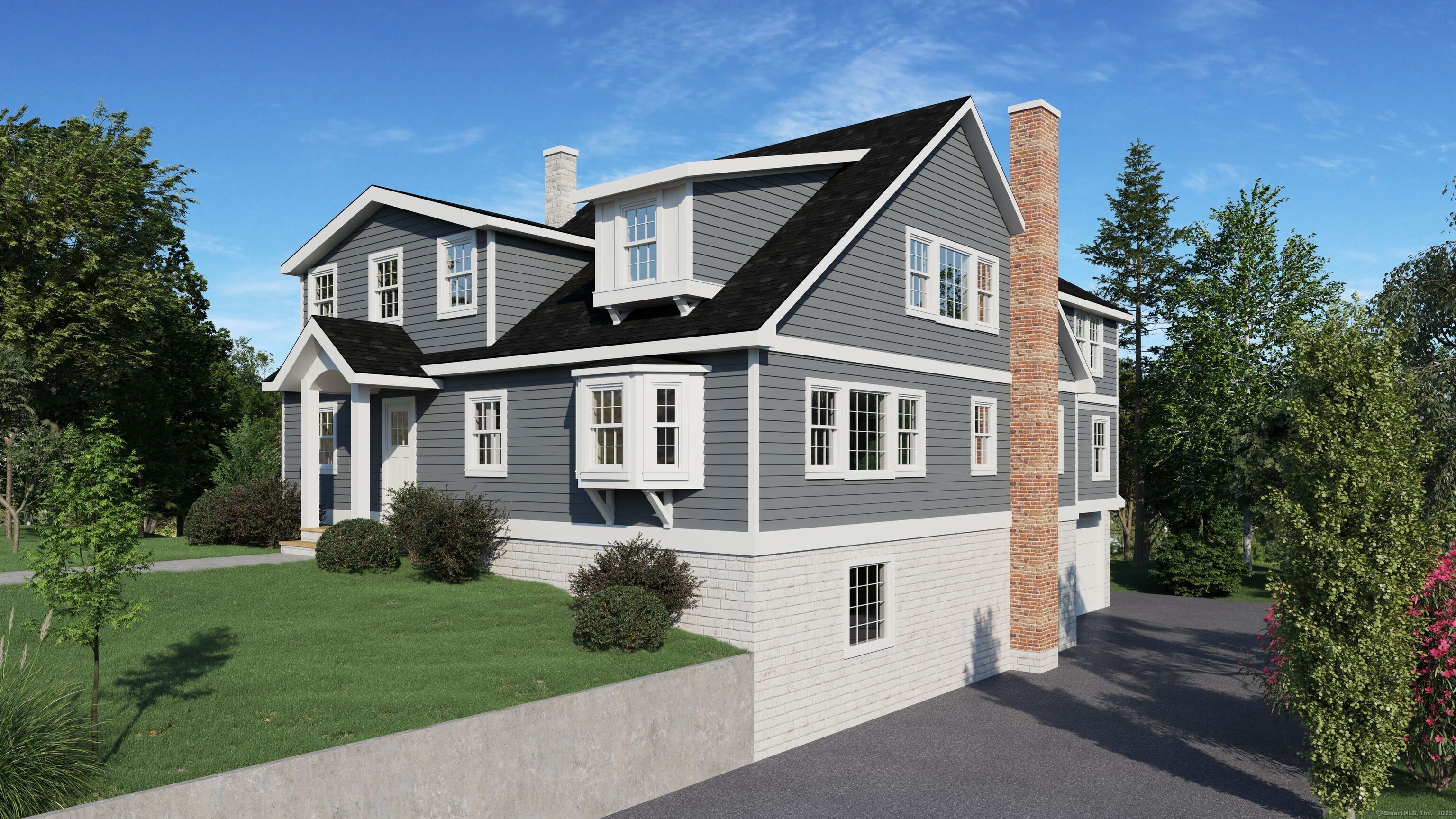 a front view of a house with a yard and porch